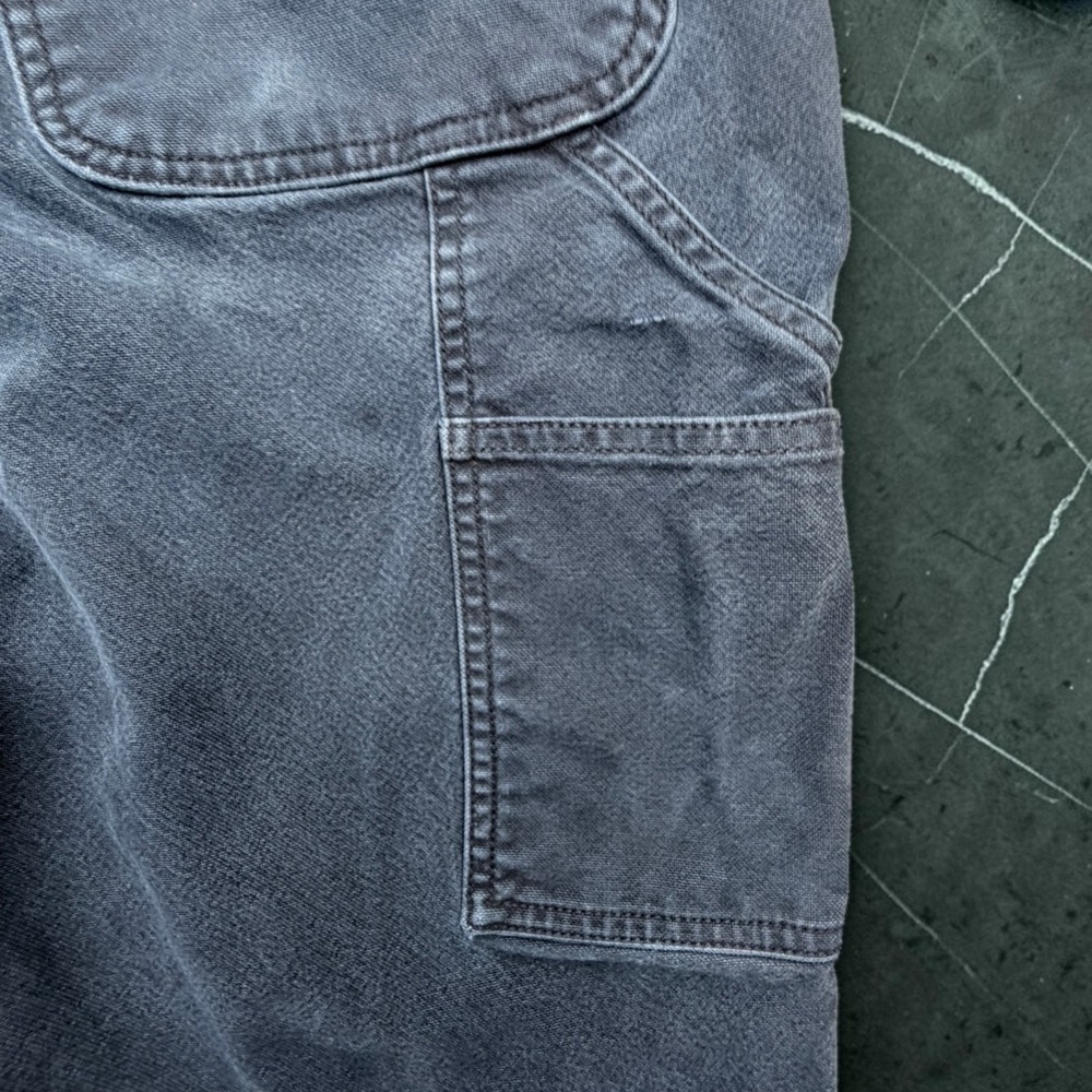 Carhartt Double Knee Carpenter Pants Mens 36 x 30 Black Faded Canvas Thrashed - Picture 13 of 15